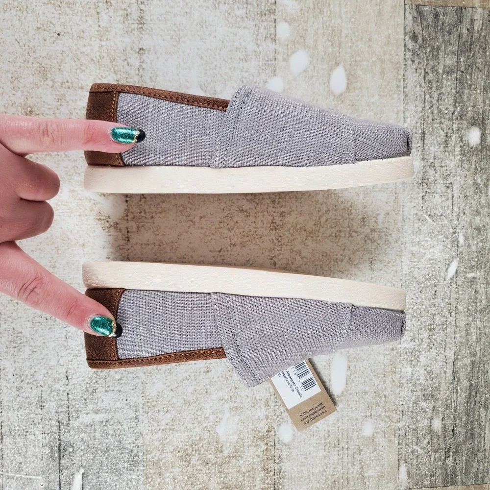 TOMS Alpargata Classic Kids Toddler Shoe Sz 10 Drizzle Gray Heritage Canvas